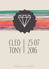 Vector creative greeting cards template. Retro style background. Element design for posters, birthday, banner, party, wedding