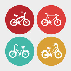 Bike icon set. Bicycle cycle healthy lifestyle and sport theme. Colorful design. Vector illlustration