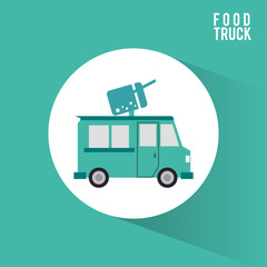 Ice cream food truck icon. Urban american culture menu and consume theme. Colorful design. Vector illustration