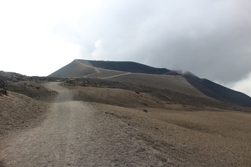 Craters at the top of Etna, Sicily, Italy