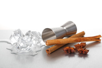 Jigger, ice and spices