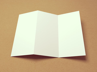 Fototapeta premium Blank vintage 3D illustration tri-fold brochure mock-up.
