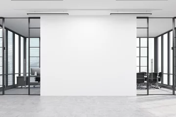 Wall murals Wall Office lobby with a large white wall and two meeting rooms