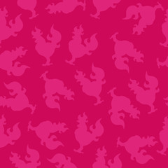 Fototapeta na wymiar seamless pattern with a cock silhouette or fire rooster for the new year