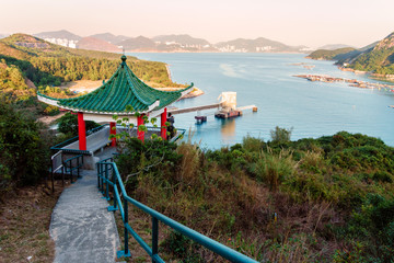 Naklejka premium Sok Kwu Wan bay scenery from the Family Walk trail on Lamma Island, Hong Kong