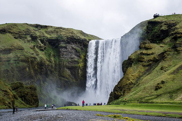 Skogafoss beautiful waterfall green Iceland