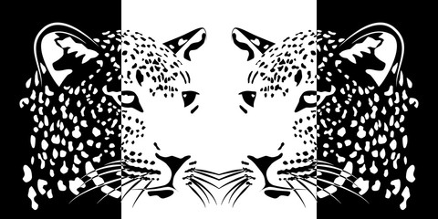 Muzzles of leopards. positive and negative
