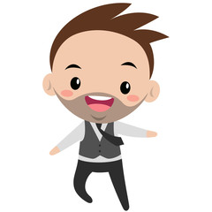 Young smiling manager wearing vest / flat editable vector illustration