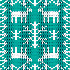 Fototapeta na wymiar Knitting in winter style. Snowflake, Winter Christmas