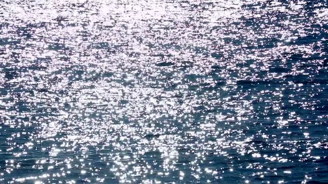 Scenic Sparkling Blue Water Surface With Sun Light Path