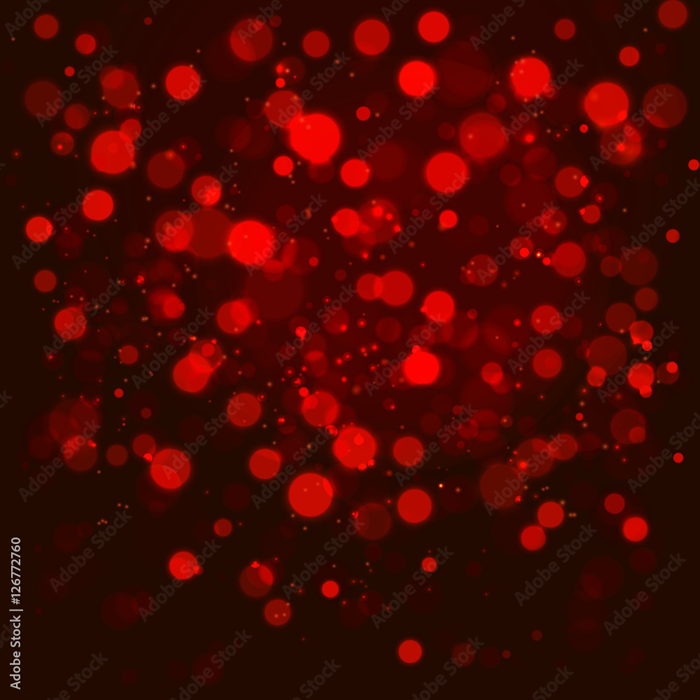 Poster christmas abstract red background with bokeh light