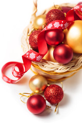 Basket with Christmas balls