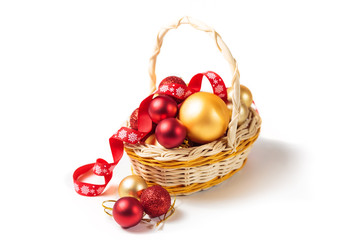 Basket with Christmas balls