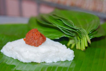 Kiribath, The milk rice is a traditional Sri Lankan food made from rice and coconut milk which is used to be a main food on any cultural ceremony or occasion