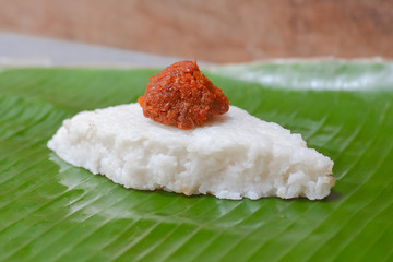 Kiribath, The milk rice is a traditional Sri Lankan food made from rice and coconut milk which is used to be a main food on any cultural ceremony or occasion