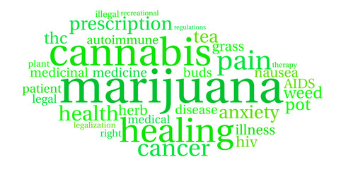 Obraz premium Marijuana Word Cloud on a white background. 