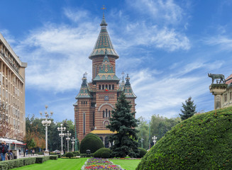 TIMISOARA, ROMANIA - 15 OCTOBER 2016: Romanian orthodox cathedral in Timisoara