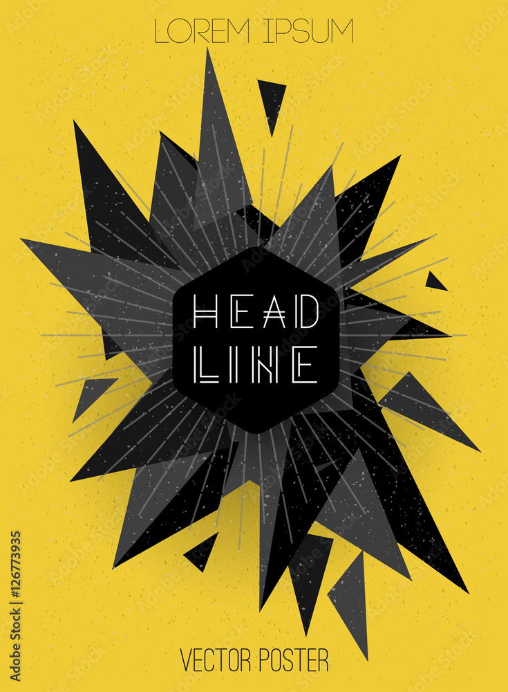 Poster vector background with triangles. retro style design for poster or cover