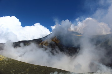 Craters at the top of Etna, Sicily, Italy