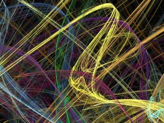 Abstract fractal with colorful intersecting curved lines
