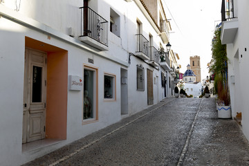 Fototapeta na wymiar Streets of the village resort of Altea in the province of Alicante, Spain.