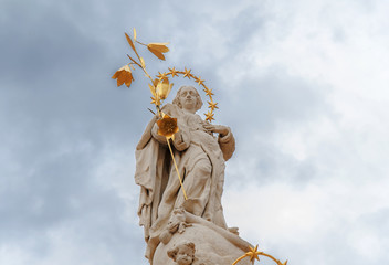 Fototapeta premium TIMISOARA, ROMANIA - 15 OCTOBER 2016: Statue from 1756 in Liberty Square in Timisoara
