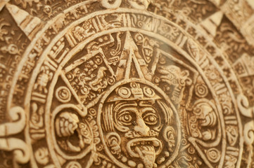 Fototapeta na wymiar aztecan calendar with smoke