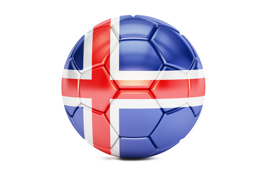 soccer ball with flag of Iceland, 3D rendering