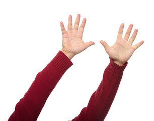 Hands with gestures isolated on a white background