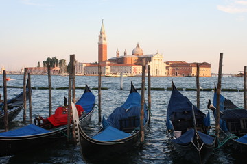 Venedig, Gondeln,Blick auf San Giorgio Maggiore