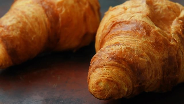 Fresh unfilled croissants for breakfast