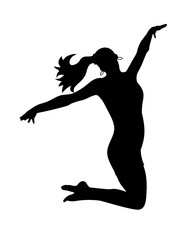 Fototapeta na wymiar Silhouettes dancing jumping girl. Vector illustration