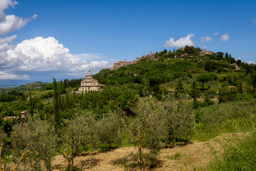Fototapeta na wymiar View of San Biagio Church Tuscany near Montepulciano