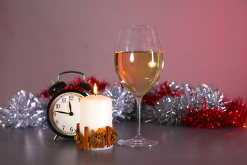 Christmas composition with gift box and decorations