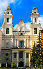 The city center of Minsk. Roman Catholic Church. The main Catholic church in Minsk - the Cathedral of the Virgin Mary. Near Freedom Square.