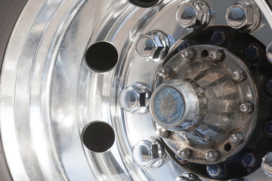Close up of  rims from a truck.