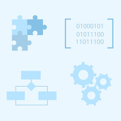 software development life-cycle process vector icons.