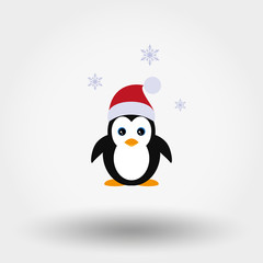 Penguin in a Santa Claus hat