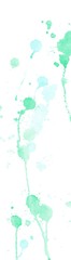 Green watercolor splashes and blots on white background. Ink painting. Hand drawn illustration. Abstract watercolor artwork. 