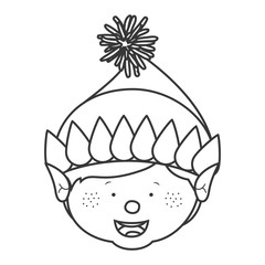 contour with gnome boy head vector illustration