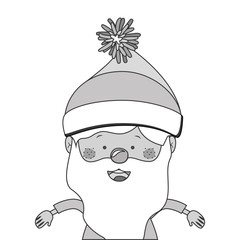 monochrome graphic santa claus half body vector illustration