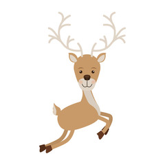 silhouette color with reindeer jumping vector illustration
