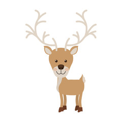 silhouette color with reindeer walk to the left side vector illustration