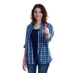 Young woman in casual clothes over white isolated background