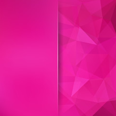 Geometric pattern, polygon triangles vector background in neon pink tones. Blur background with glass. Illustration pattern