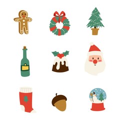 Christmas icons symbols vector set.