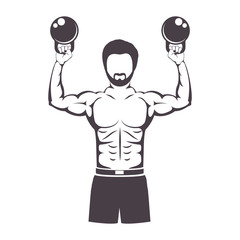 muscular man lifting weights for Crossfit vector illustration