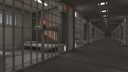 3d futuristic interior jail