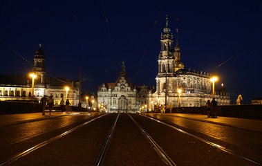 Obraz premium Dresden, Augustusbrücke und Hofkirche