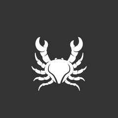 Crab logo on black background. Sea animal vector icon